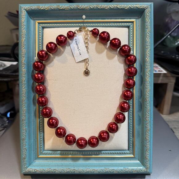 Charter Club Red Pearl Tower Necklace NWT - Picture 2 of 7